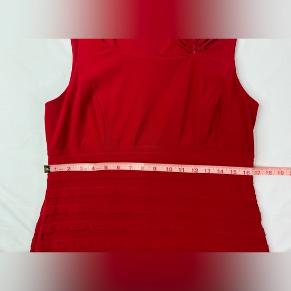 Scarlett Red Off-Shoulder Dress Horizontal Pleats Size 12 - Picture 10 of 11